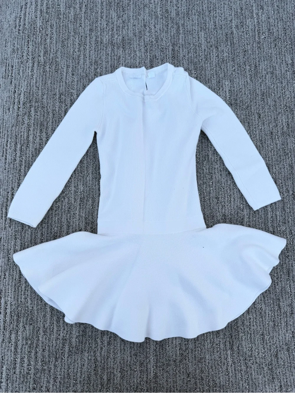 Gap Kids Girls White Ribbed Knit Dress Long Sleeve Size XS (4-5) Casual Cute
